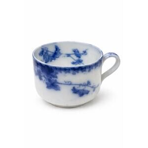 Vintage Blue & White Porcelain Cup Cobalt Grapevine Motif 20Oz